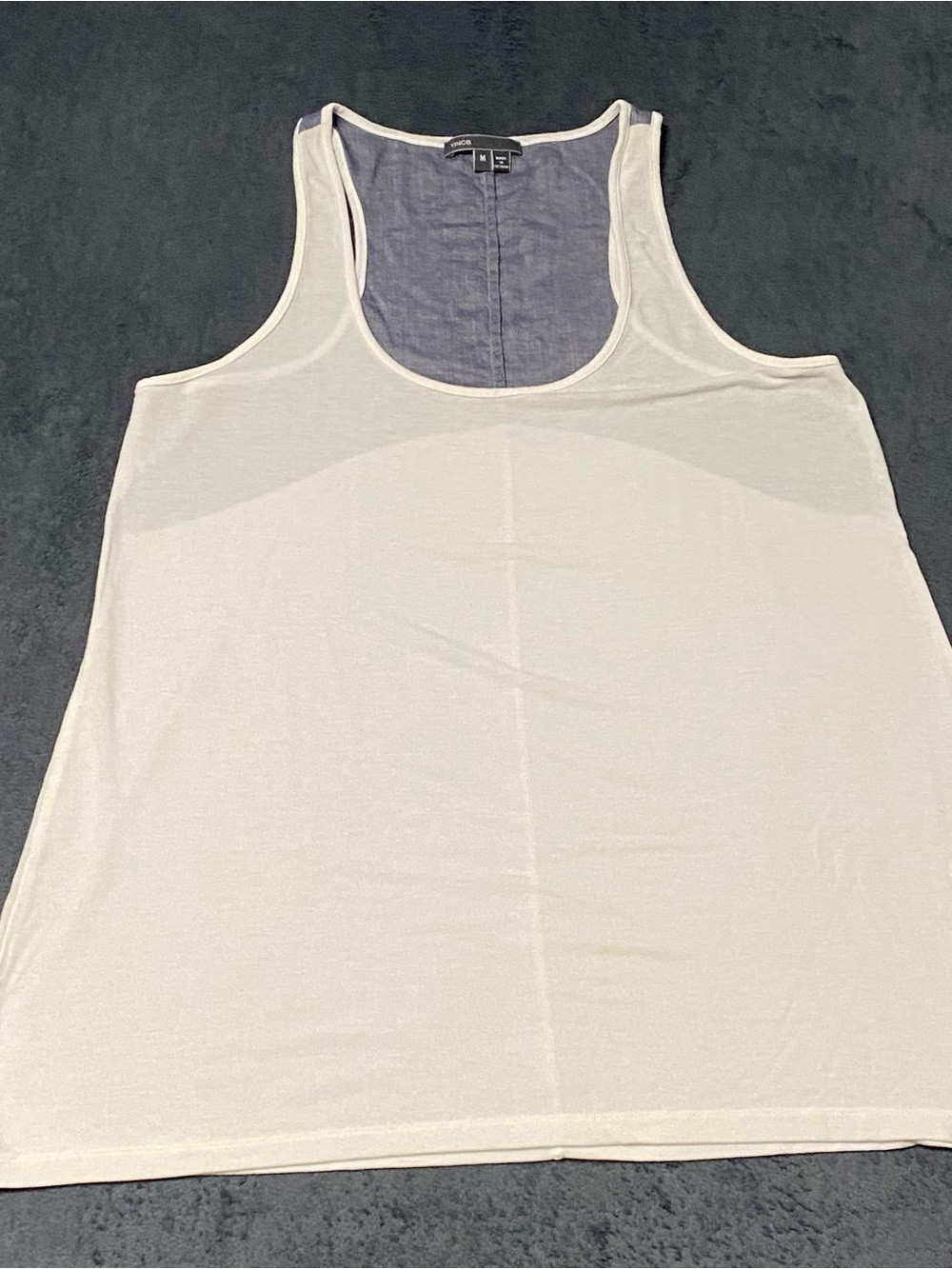 Vince Shirt Mens M White Blue Tank Top Scoop Neck Lightweight Elevated Basic